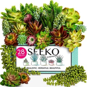 28-Piece Set of Premium Artificial Succulents Realistic Faux Plants for Décor - Picture 1 of 6