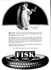 Lindo anuncio impreso Fisk Tires bostezando niño "Tiempo de retirarse comprar fisk" 1923 hombre cueva - Imagen 1 de 2