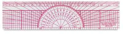C-THRU 6" W-8 ENGINEERS PROTRACTOR RULER 180 DEGREE ART DRAWING DRAFTING ENGINEERING