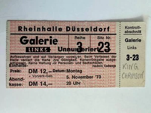 KING CRIMSON Concert Ticket November 5, 1973 Rheinhalle Düsseldorf - Picture 1 of 3