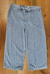 Seven 7 Pants Women's Size 10 Blue/White Striped Wide Leg Pants Belted NWT - Picture 1 of 14