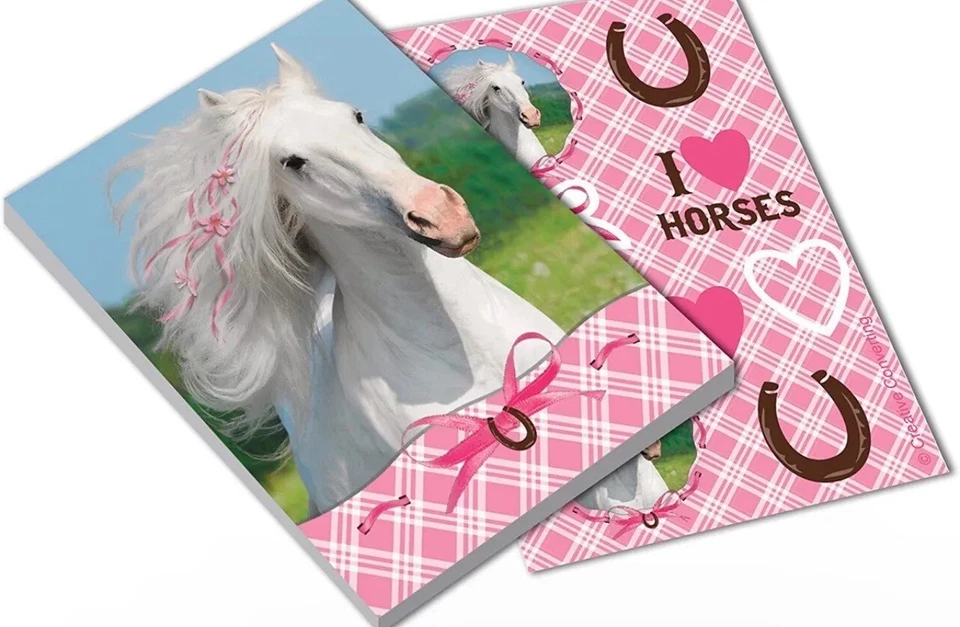 Mini blocos de notas Heart My Horse Farm animal rosa fofo festa de aniversário infantil favor - Imagem 1 de 1