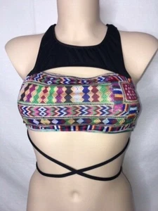 Junior's NWT Roxy Cuba Cuba Strappy Bikini Crop Top multicolor - Picture 1 of 9