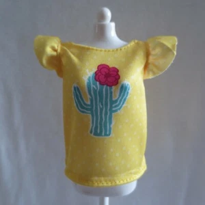NEW! 2019 Barbie Doll Yellow & White Polka Dot Cactus Top ~ Fashionista Clothing - Picture 1 of 2