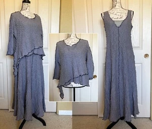 NOBLU Art to Wear Gray Tank Dress Set with Matching Layered Crop Top Fits Large - Picture 1 of 22