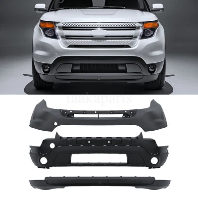 Front Bumper Cover Complete 3Pcs For 2011 2012 2013 2014 2015 Ford Explorer Foto 1 de 4