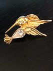 Vintage Collectible Hummingbird Rhinestones Metal Pin Back Lapel Pin Hat Pin