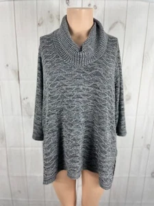 Lane Bryant Gray Cowl Turtleneck 3/4 Sleeve Pullover Sweater - Size 26/28 - Picture 1 of 5
