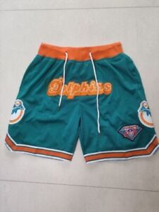 Dolphins Football Basketball Pants Pockets stitched Green Shorts S-3XL