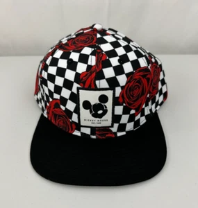 Neff Mickey Mouse Red Roses Black & White Checkered Snapback Cap Disney - Picture 1 of 10