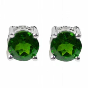 De Buman Sterling Silver 0.58ctw Diopside Stud Earrings - Picture 1 of 4