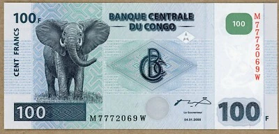 Congo Democratic Rep … P-92A … 100 Francs … 2000 … Choice *UNC*   - Image 1 of 2