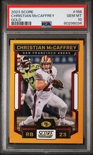 2023 PANINI SCORE CHRISTIAN MCCAFFREY GOLD PARALLEL SP 49ERS #168 - PSA 10 POP 1