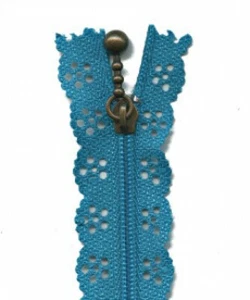 Cremalleras de vestido de encaje con flores - azulada - Imagen 1 de 1