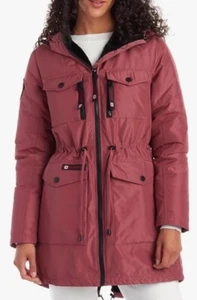 Abrigo para mujer Canada Weather Gear Anorak Sherpa mediano rosa baya capucha de piel sintética - Imagen 1 de 18