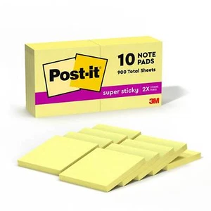 Post-it Super Sticky Notes 3" x 3" Canary Yellow 90 Sheets/Pad 558255 - Picture 1 of 9