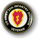 Emblem Car Sticker Chrome ROUND Bezel - 25th Infantry Division US Army Veteran