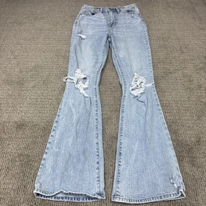 Daze Jeans Blue Flared Distressed Pockets Women’s Size 26 - Picture 1 of 12