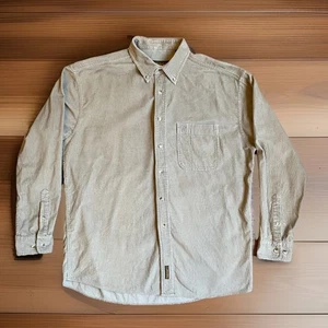 Timberland Weathergear Corduroy Button Down Shirt Men’s L Beige Khaki Long Shirt - Picture 1 of 9