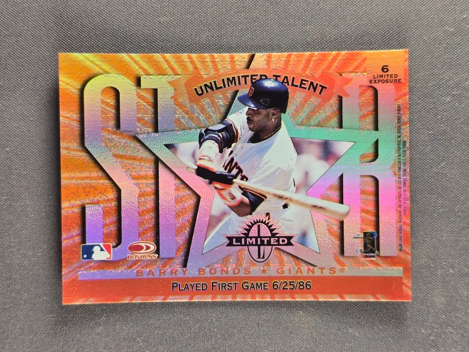 Donruss Limited Exposure #6 1997 Barry Bonds Vladimir Guerrero Unlimited Foto 1 de 4