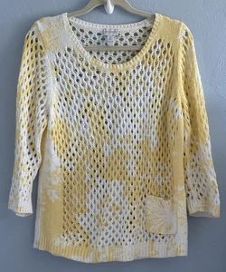 Zenergy by Chico’s 2 (L/12) Cameron Printed Pullover Sweater Chamomille - Picture 1 of 10