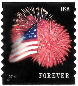 US FLAG #4854 FIREWORKS CELEBRATION 2014 STAR SPANGLED BANNER COIL FOREVER STAMP - Picture 1 of 2
