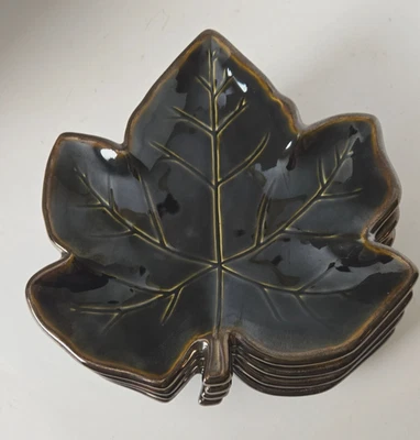 Juego De 4 Platos Mikasa Hoja 9" Gres Marrón/Bronce Retirados 9x9 7/8" NUEVO con Etiqueta Foto 1 de 4