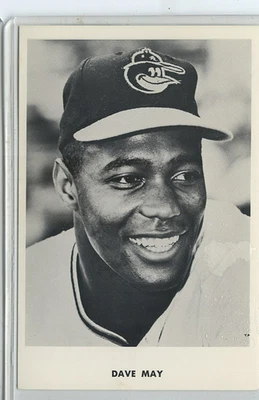 1967-1970 Baltimore Orioles Team Issued Postcard Photocard Dave May - Image 1 of 2