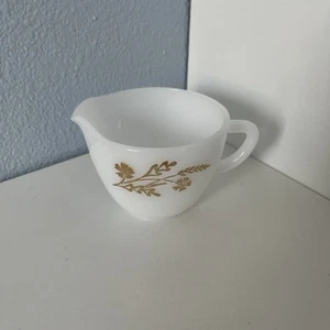 Vintage~Federal Glass~ Meadow Gold~Creamer White w Gold(DR59) - Picture 1 of 6