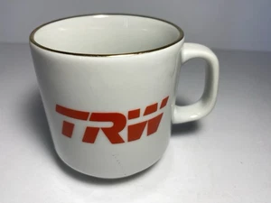 Vintage TRW White Ceramic Coffee Mug Gold Trim on Rim Good Condition - Picture 1 of 24