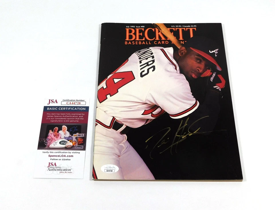 Deion Sanders Signed 1992 Beckett Baseball Card Magazine Braves JSA Auto CA44728 - Image 1 of 3