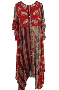 Umgee Kleid Damen M Boho Taschentuch Blumen High Low Boho Hippie fließend romantisch Knopf - Bild 1 von 16