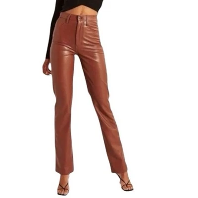 Pantalones de cuero vegano de tiro ultra alto rectos años 90 Abercrombie & Fitch 18 nuevos con etiquetas Foto 1 de 4