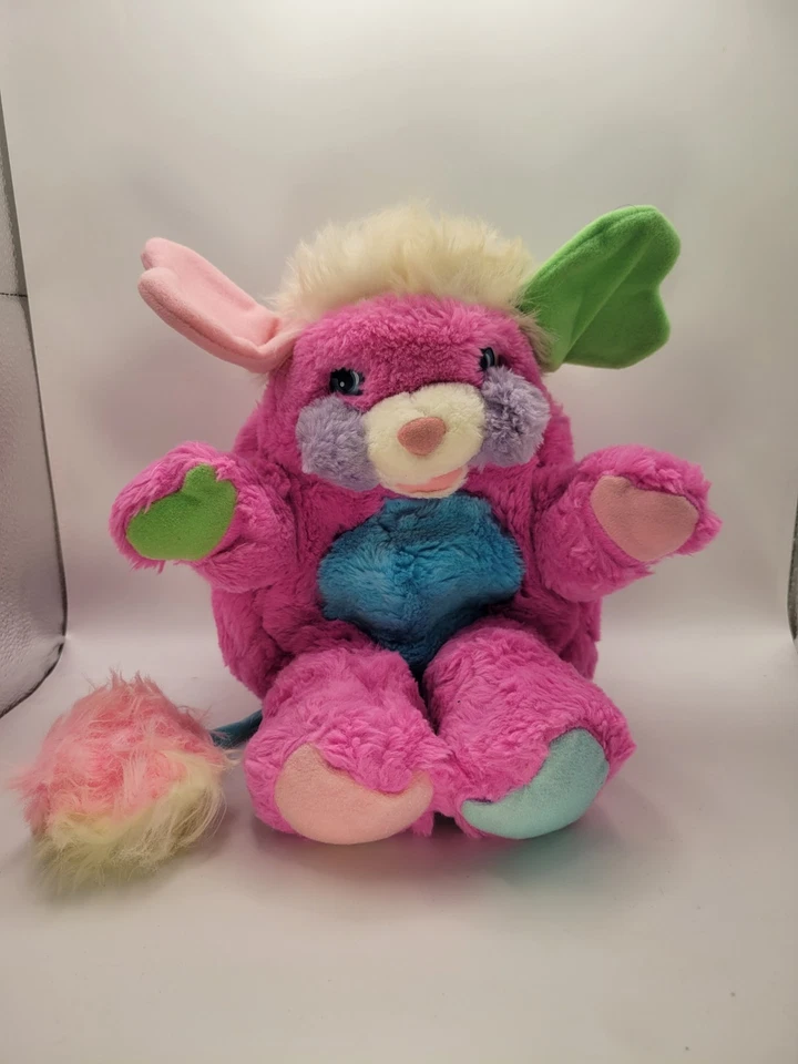 1986 Mattel Popples Pink Plush Fold Into Ball Toy Vintage Original Tail Attached - Image 1 of 4