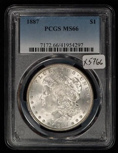 1887 $1 Morgan Silver Dollar - PCGS MS 66 - SKU-X5766 - Picture 1 of 4