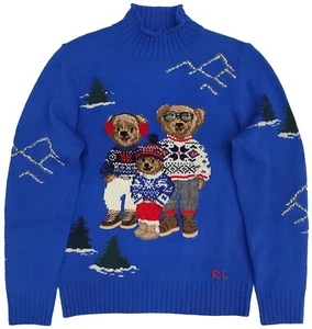Brandneu Polo Ralph Lauren Royal Mockneck Wolle Familie Bär Pullover Größe XL - Bild 1 von 3