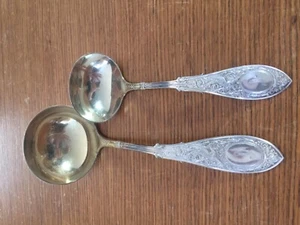 GORMAN Whiting Arabesque Sterling Set of two Ladles 6” & 7.25” MATCHING SET MONO - Picture 1 of 2