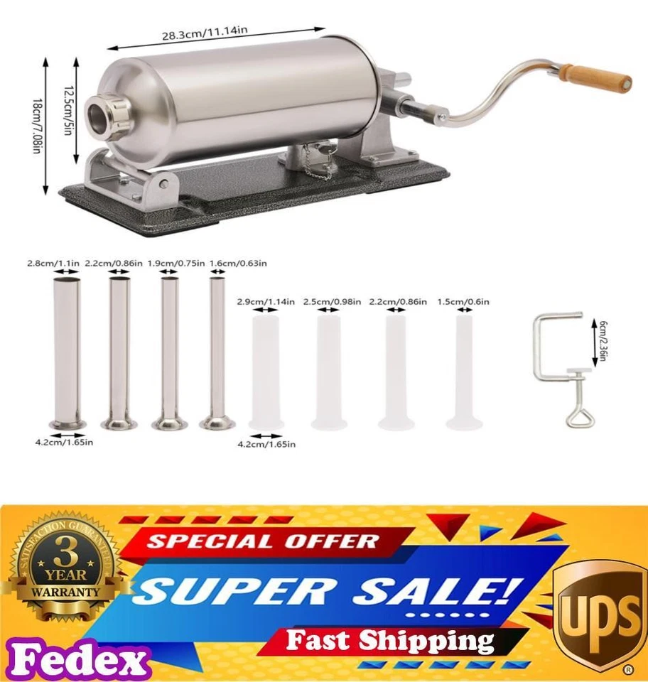 4L Meat Sausage Stuffer Maker Commercial Home Filler Horizontal