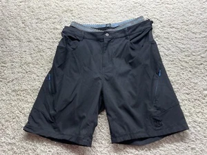 novara mens size L black adjustable waist zipper pocket cycling Padded Shorts - Picture 1 of 10