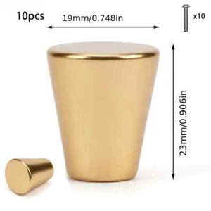 Drawer Knobs Set of 10 Golden Aluminum Cone Shaped Single-hole Handles - Picture 1 of 2