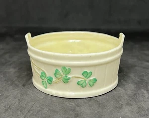 Vintage Belleek Irish Porcelain Shamrock Open Butter Tub 3rd Black Mark 1936-46 - Picture 1 of 6