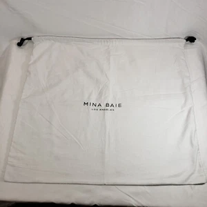 Mina Baie White Logo Detail Soft Dust Bag Cover Drawstring 21 x 24.5 - Picture 1 of 5