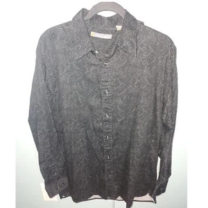 Camisa de hombre John Henry manga larga abotonada negra con diseño talla grande - Imagen 1 de 8