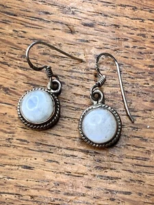 Vintage Sterlingsilber Ohrringe baumelnder Mondstein natürlicher Larimar Pektolith Edelstein - Bild 1 von 11
