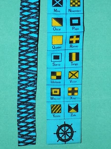 Exc! Vtg 50s, 60s ROOSTER SUN FABRIC SQUARE END NECK TIE, NAUTICAL, 53" x 1 7/8" - Picture 1 of 9