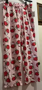 Hybrid Hello Kitty Lounge Pants Pink w/ Strawberries Sz XL NWT - Picture 1 of 4