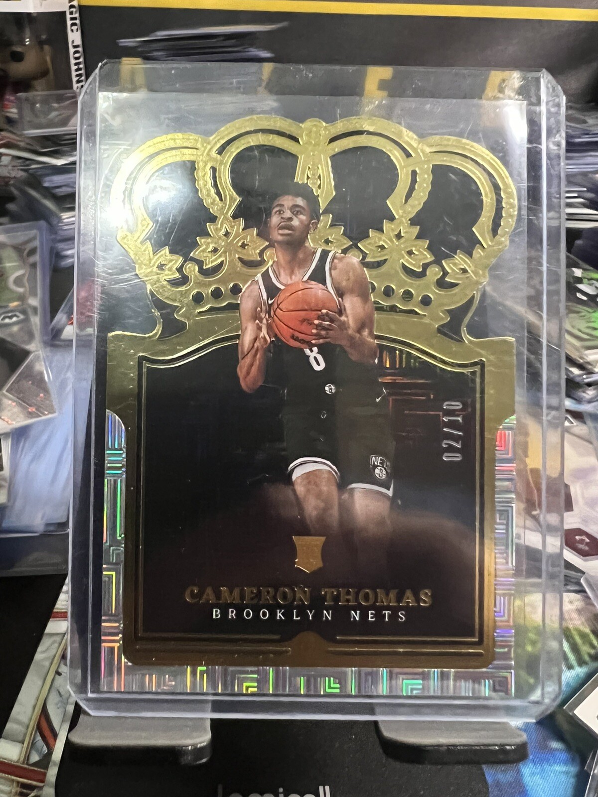 2021-22 Panini Crown Royale Basketball Cameron Thomas Rookie Gold Crystal 02/10