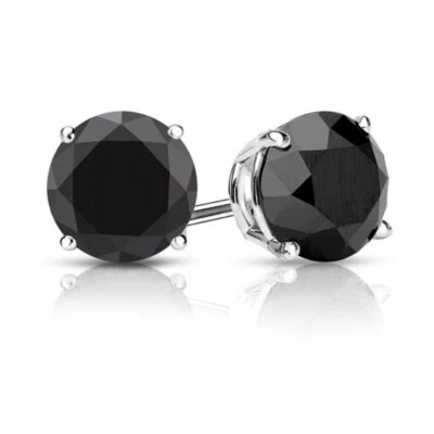 1.0Ct Round Cut Lab-Created Spinel Stud Woman's Earrings 14K White Gold Finish - Image 1 of 4