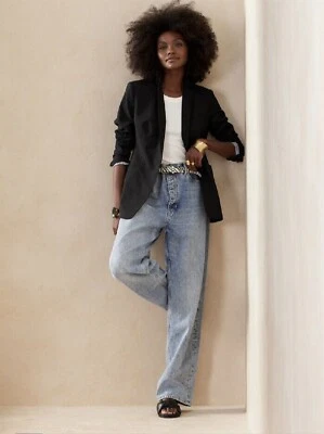 Blazer Banana Republic largo y delgado ligero mezcla de lana negro nuevo con etiquetas $198 8T Foto 1 de 4