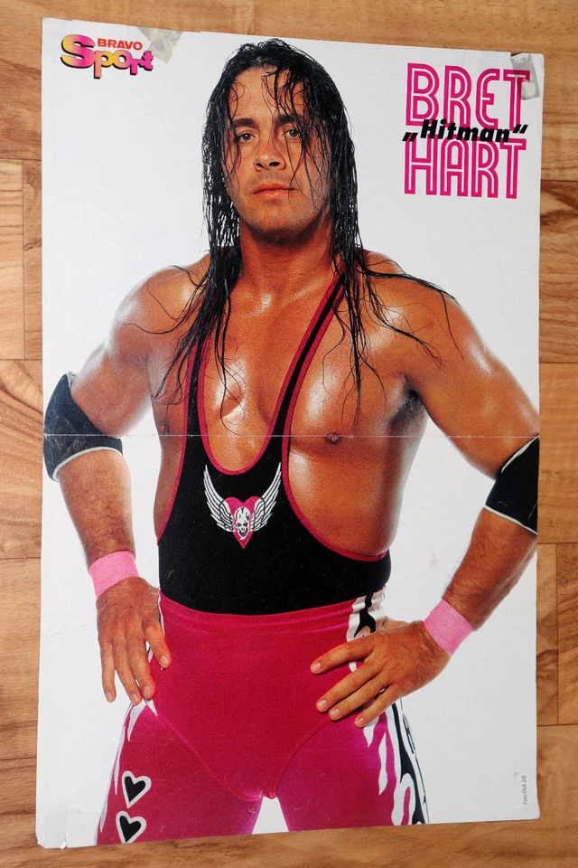 Póster vintage de lucha libre Bret Hart The Hitman / Andi Herzog WWF WWE Foto 1 de 4